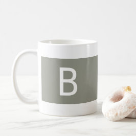 Caneca De Café Minimalista Moderno Simples Monograma Inicial Verd