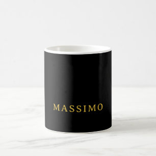 Caneca De Café Minimalista Nome Cor Dourada e Preta ProfeNassiona
