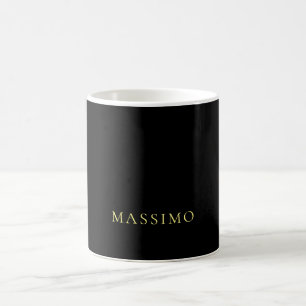 Caneca De Café Minimalista Nome Cor Dourada e Preta ProfeNassiona