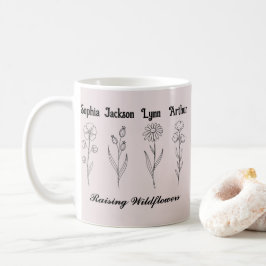 Caneca De Café Minimalista Nome de Crianças Personalizado com Flo
