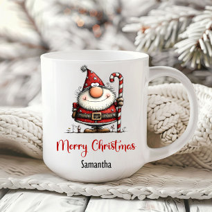 Caneca de Café Minimalista Papai Noel Cartoon Engr