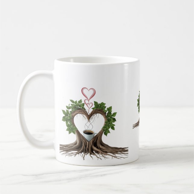 Caneca de Café Minimalista Raízes Coração (Esquerda)