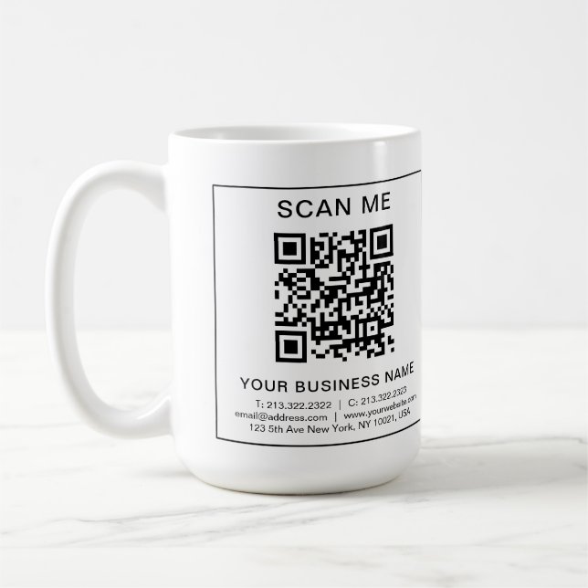 Caneca De Café Minimização de Informações de Código QR de Negócio (Esquerda)