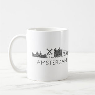 Caneca De Café Mínimo Amsterdam Skyline Silhouette Coffee Mug