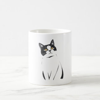 Caneca De Café Mínimo Cat Line Art Mug - Elegante e Moderno F