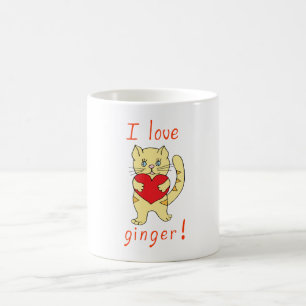 Caneca De Café Mínimo Cute Eu adoro gengibre
