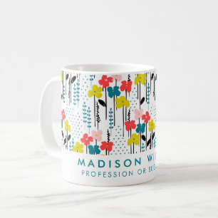 Caneca De Café Mínimo de Flores Modernas de Café