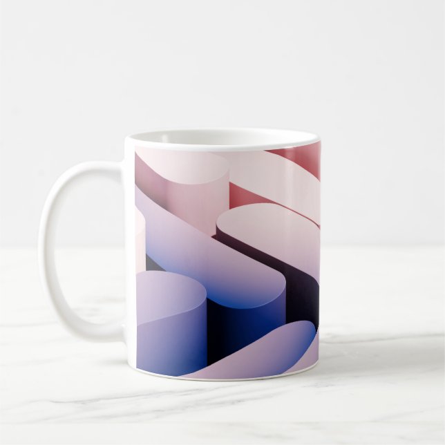 Caneca De Café Mínimo de fundo de matiz abstrato. Azul e rosa  (Esquerda)