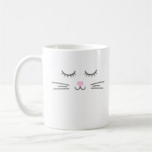 Caneca De Café Mínimo de Gato Face Mug