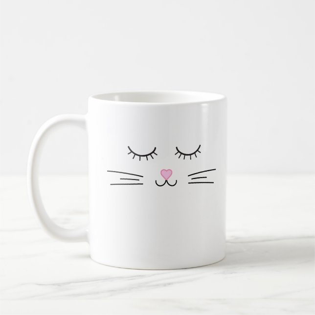 Caneca De Café Mínimo de Gato Face Mug (Esquerda)