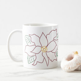 Caneca De Café Mínimo de Poinsettia Linha de Desenho