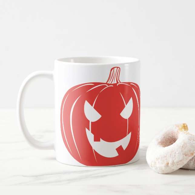 Caneca De Café Mínimo de truque de abóbora ou tratamento de canec (Com Donut)
