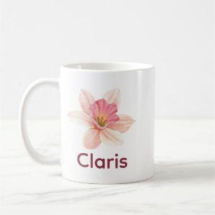 Caneca De Café Mínimo Elegante Floral Belo Nome Lily Rosa