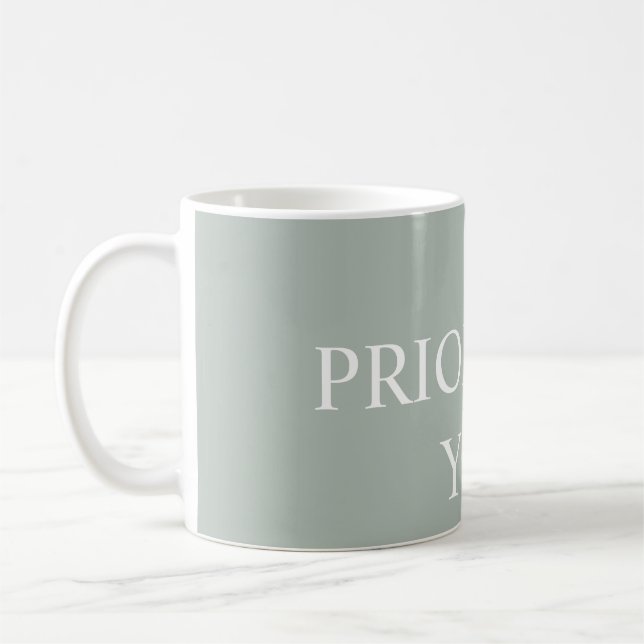 Caneca De Café Mínimo Priorizar Você Cita Cor Cinza (Esquerda)