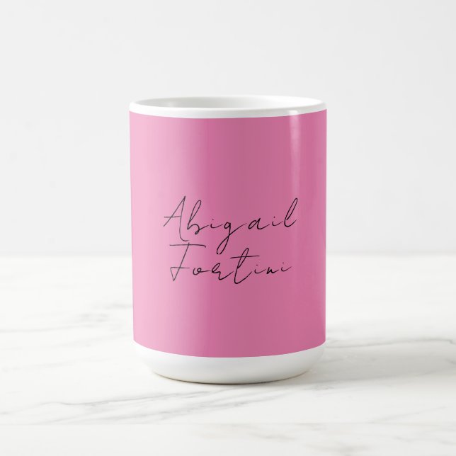 Caneca De Café Mínimo profissional, rosa moderno, seu nome (Centro)