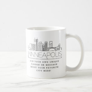 Caneca De Café Minneapolis   Slogan Personalizado do Skyline de C
