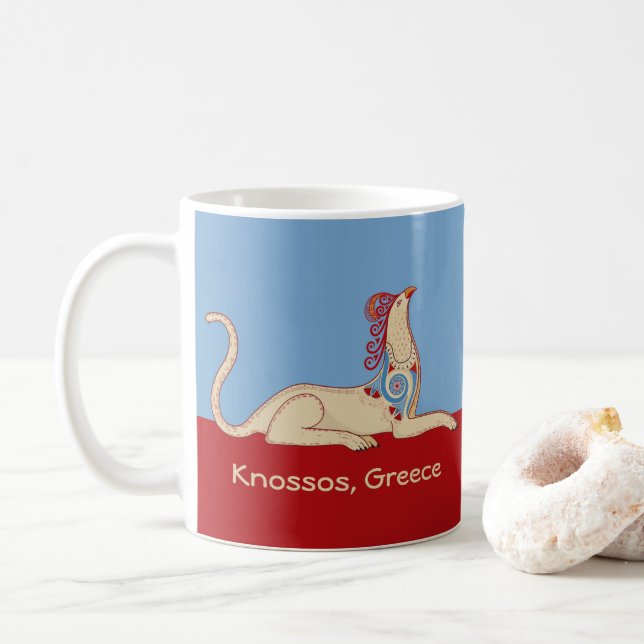 Caneca De Café Minoan Griffin do Cnossos Throne Room Fresco (Com Donut)