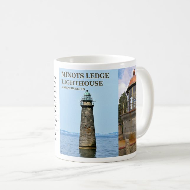 Caneca De Café Minots Ledge Lighthouse, Massachusetts Mug (Frente Esquerda)