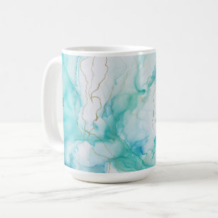 Caneca De Café Mint Aqua Ink Marble