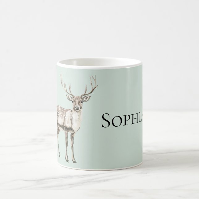 Caneca De Café Mint Green Rustic Deer (Centro)