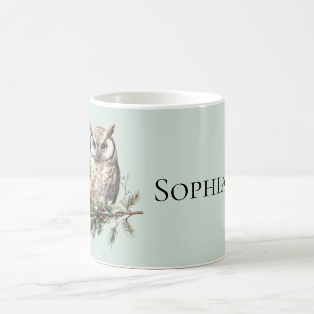 Caneca De Café Mint Green Rustic Owl (Centro)