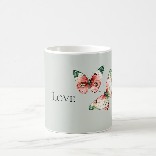 Caneca De Café Mint Red Strawberry Butterflies (Centro)