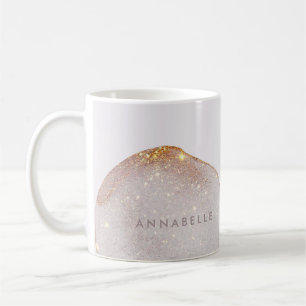 Caneca De Café Minúscula dourada moderna forma aquosa simples ele