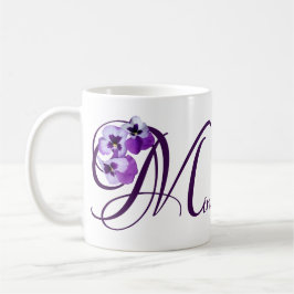 Caneca De Café Miriam personalizável nome pansy floral púrpura