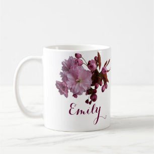 Caneca De Café Miriam personalizável nome rosa rosa-flores boho