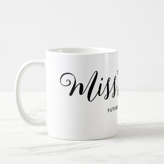 Caneca De Café Miss to Mrs Moderno Boho Script Despedida de Solte (Esquerda)