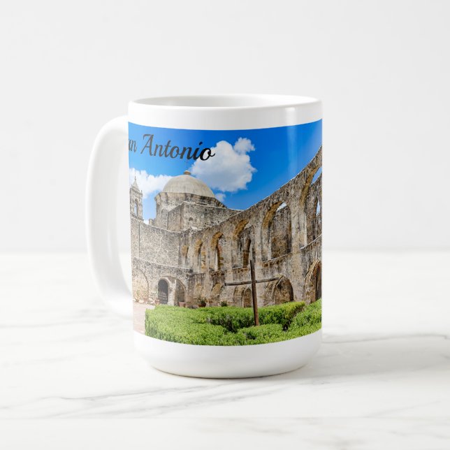 Caneca De Café Missão San José, Sinal de Fé, Café Mug (Frente Esquerda)