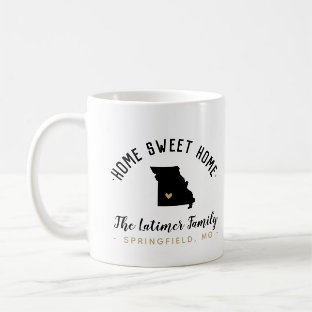 Caneca De Café Missouri Home Sweet Home Family Monograma Mug (Esquerda)