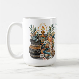 Caneca De Café Mistura boêmica de cores, flores e temas de decora