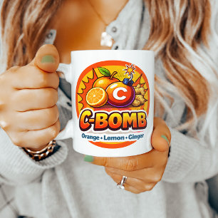 Caneca De Café Mistura de Chá C-Bomb de Citros Zesty Pop Art