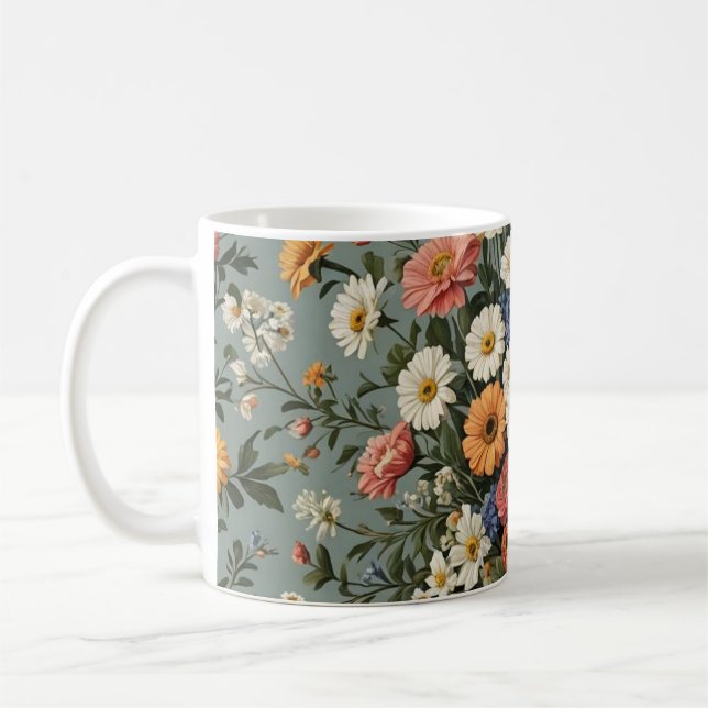 Caneca De Café Mistura de flores num vaso (Esquerda)