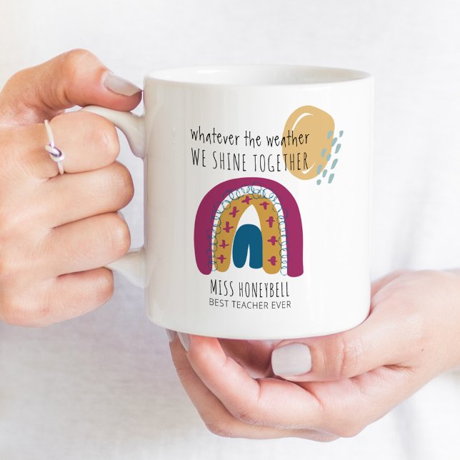 Caneca De Café Misturar Rainbow Weather Melhor Professora De Todo (Shine Together gift mug for the best teacher ever)