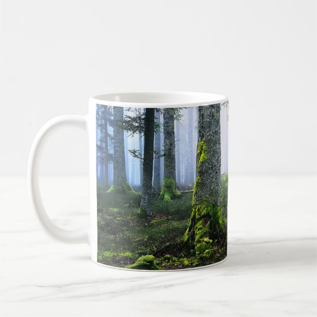 Caneca De Café Misty Dawn Forest Photo  (Esquerda)