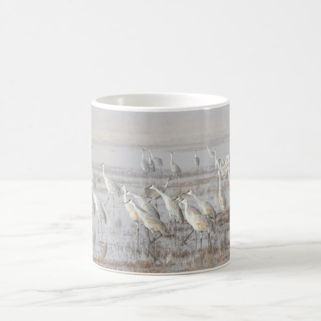 Caneca De Café Misty Sandhill Cranes (Centro)