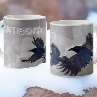 Caneca De Café Mitologia de Corvos Nórdicos - Huginn & Muninn -