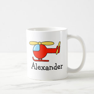 Caneca De Café Miúdos personalizados   avião de brinquedo e helic