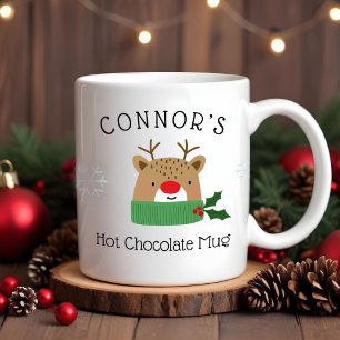 Caneca De Café Miúdos, Reindeer Personalizado, Mug de Chocolate