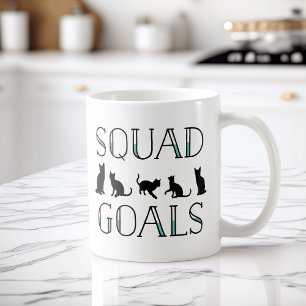 Caneca De Café Moça de Gato Engraçado para o Quadrado