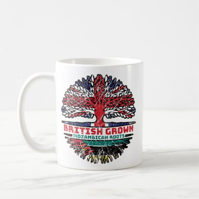 Caneca De Café Moçambique Mozambicano British Tree Roots Flag (Esquerda)