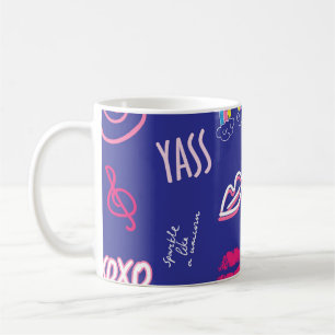 Caneca De Café moças com um slogan. Mão d