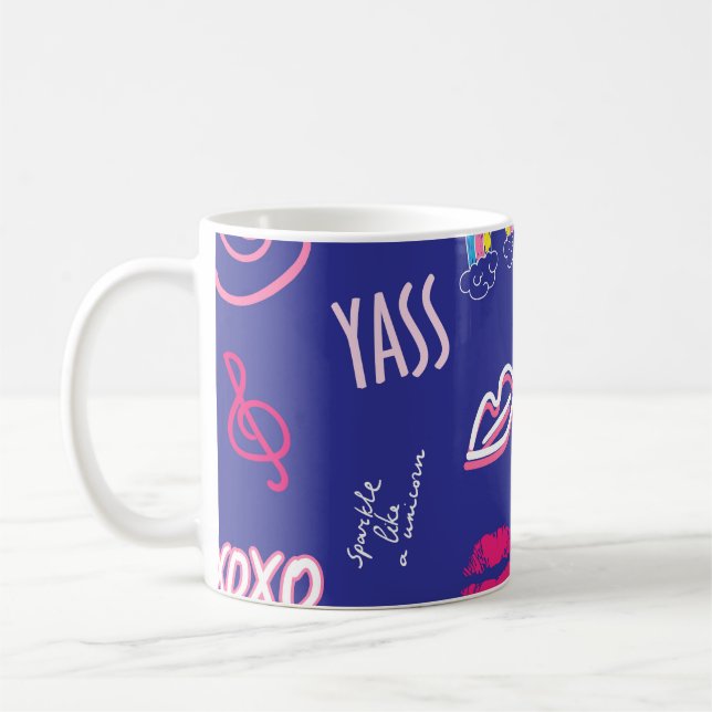 Caneca De Café moças com um slogan. Mão d (Esquerda)