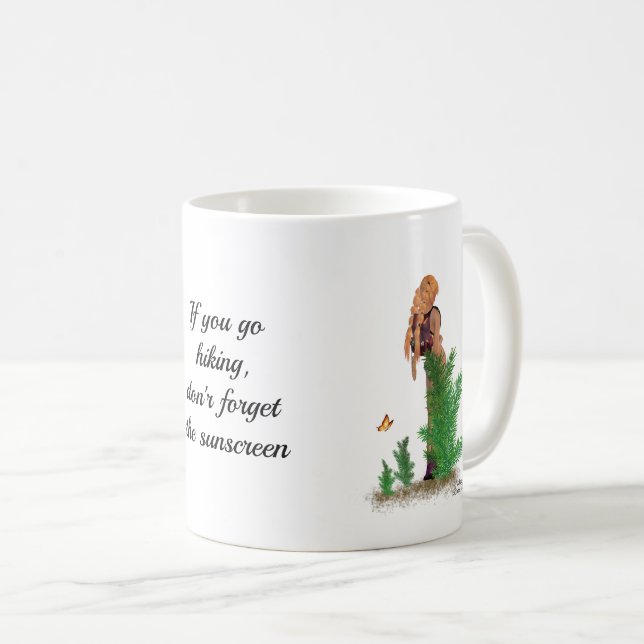 Caneca De Café Mochila de café com pinça de Hiker Redhead (Frente Esquerda)