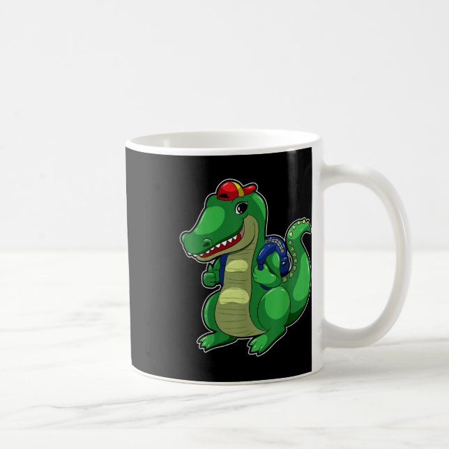 Caneca De Café Mochila de Crocodilo Engraçado Volta às Aulas Croc (Direita)