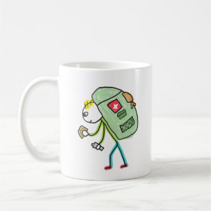 Caneca De Café Mochileiro Stickman