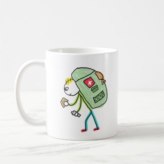 Caneca De Café Mochileiro Stickman (Esquerda)