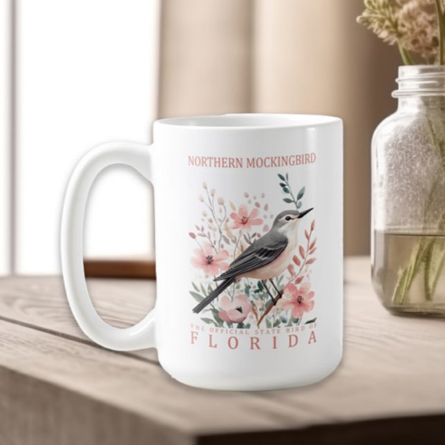 Caneca De Café Mockingbird Norte de pássaros na Flórida (Northern Mockingbird, Florida state bird mug)
